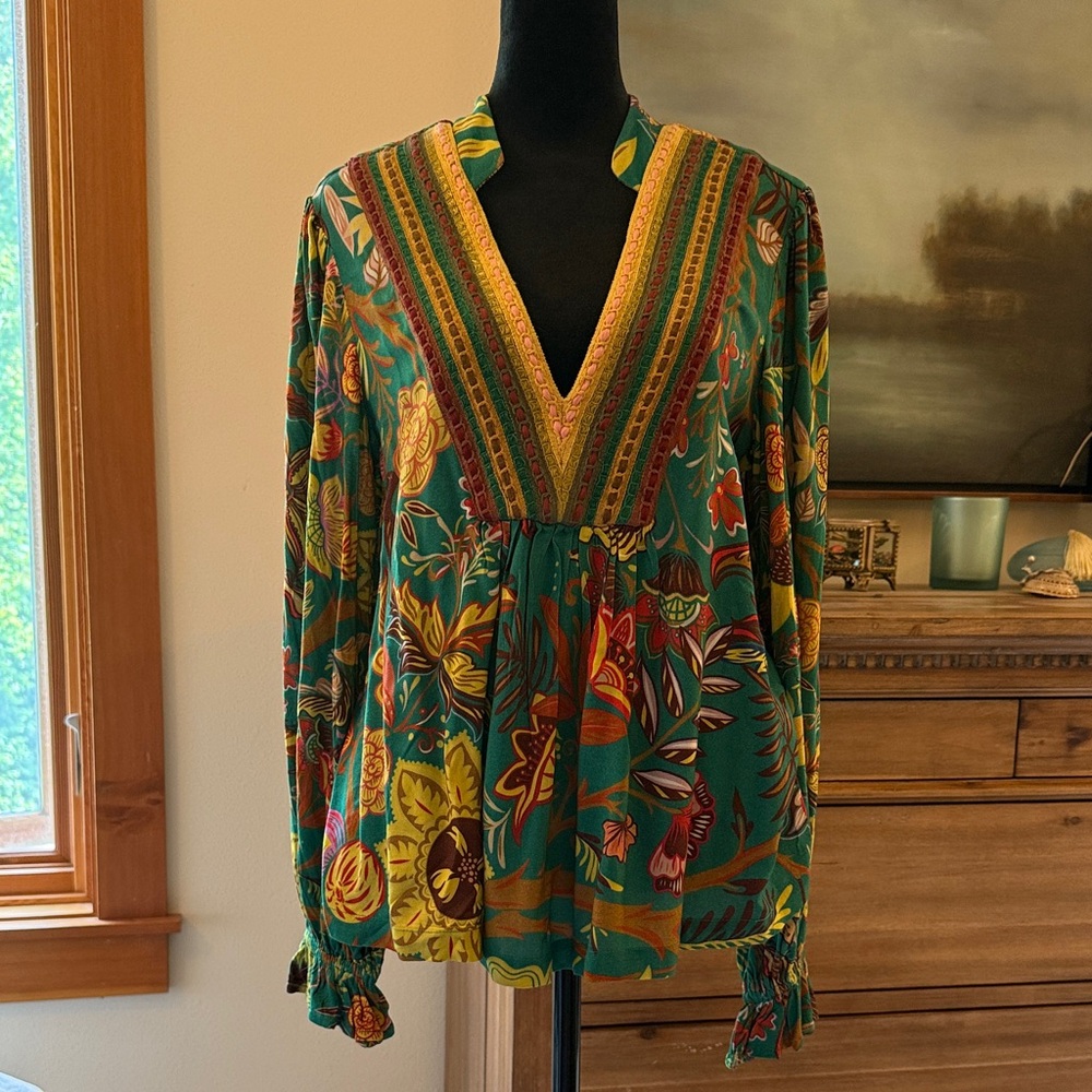 Floral V-Neck Blouse - Multicolor
